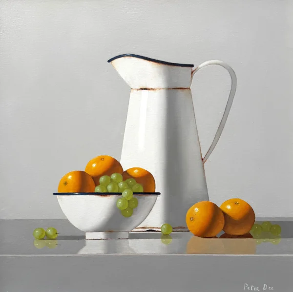 Peter Dee - Irish Artist - Vintage Enamelware with Oranges and Grapes